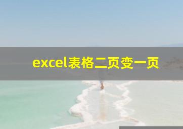 excel表格二页变一页