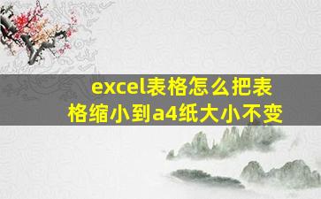 excel表格怎么把表格缩小到a4纸大小不变