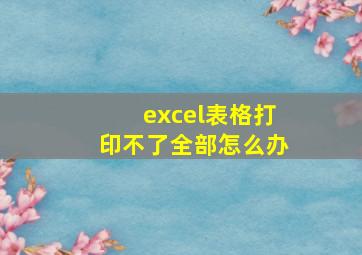 excel表格打印不了全部怎么办