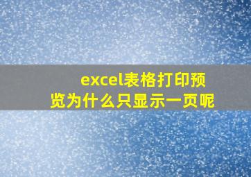 excel表格打印预览为什么只显示一页呢