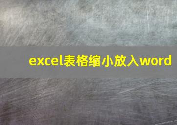 excel表格缩小放入word