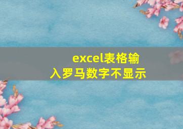 excel表格输入罗马数字不显示