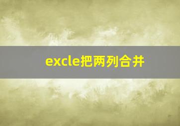 excle把两列合并