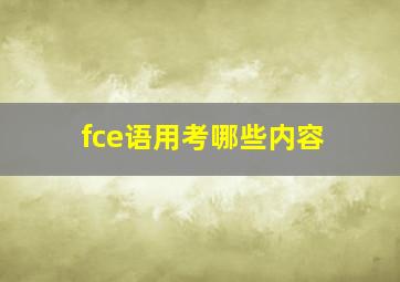 fce语用考哪些内容