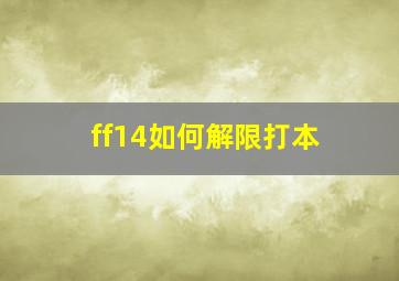 ff14如何解限打本