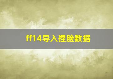 ff14导入捏脸数据