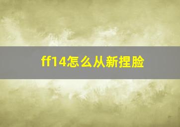 ff14怎么从新捏脸