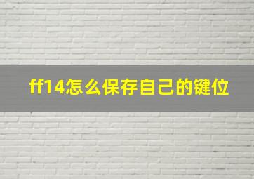 ff14怎么保存自己的键位