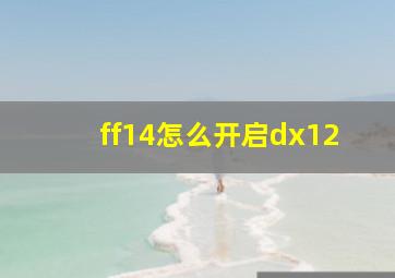 ff14怎么开启dx12