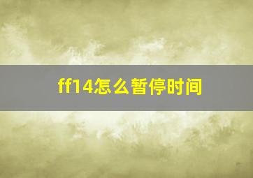 ff14怎么暂停时间