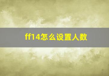 ff14怎么设置人数