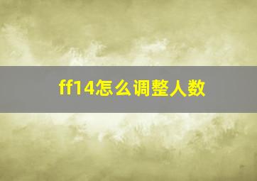 ff14怎么调整人数