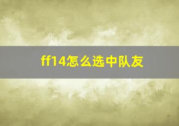 ff14怎么选中队友