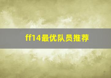 ff14最优队员推荐