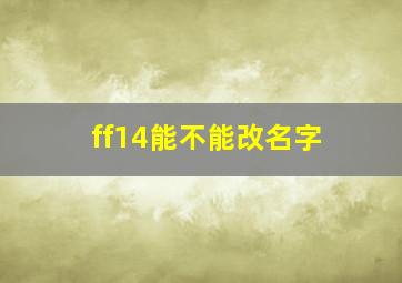 ff14能不能改名字