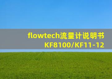 flowtech流量计说明书KF8100/KF11-12