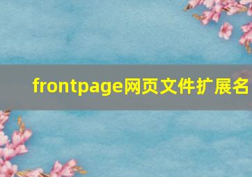 frontpage网页文件扩展名