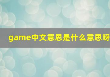 game中文意思是什么意思呀