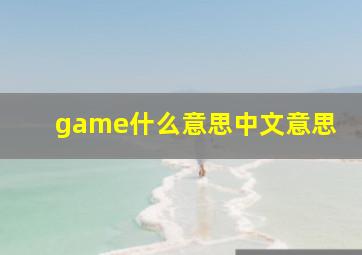 game什么意思中文意思