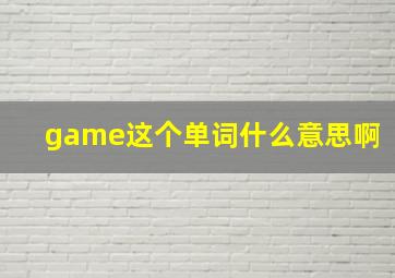 game这个单词什么意思啊