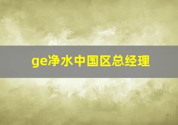 ge净水中国区总经理