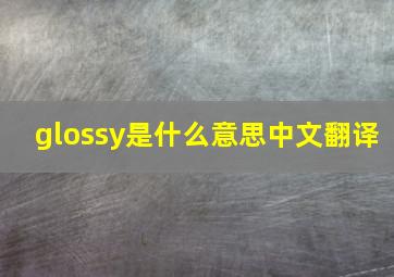 glossy是什么意思中文翻译