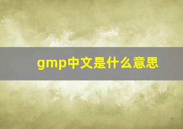 gmp中文是什么意思