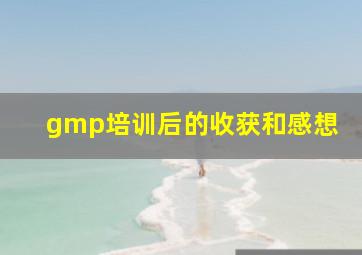 gmp培训后的收获和感想