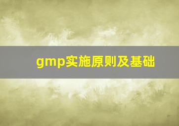 gmp实施原则及基础