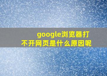 google浏览器打不开网页是什么原因呢