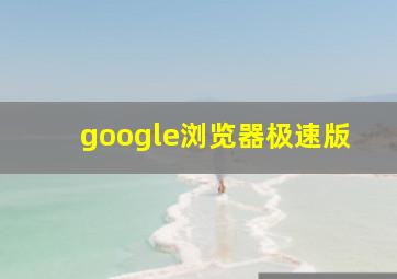 google浏览器极速版