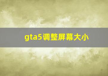 gta5调整屏幕大小