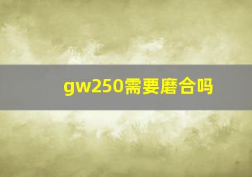 gw250需要磨合吗