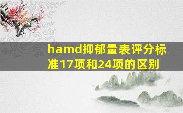 hamd抑郁量表评分标准17项和24项的区别