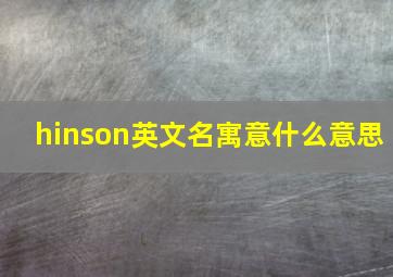 hinson英文名寓意什么意思