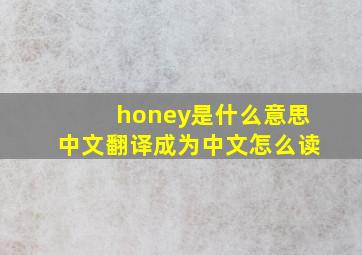 honey是什么意思中文翻译成为中文怎么读