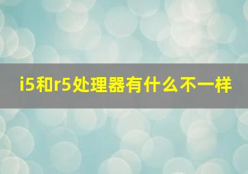 i5和r5处理器有什么不一样