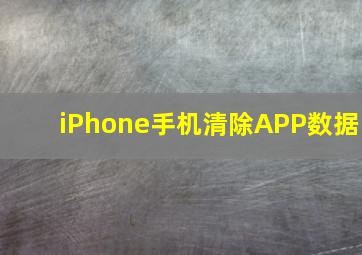 iPhone手机清除APP数据