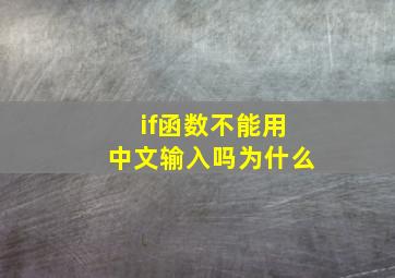 if函数不能用中文输入吗为什么