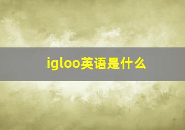 igloo英语是什么