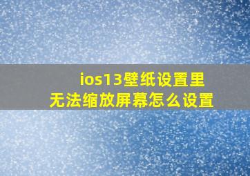 ios13壁纸设置里无法缩放屏幕怎么设置