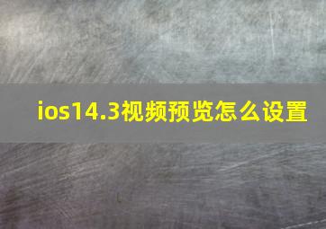 ios14.3视频预览怎么设置