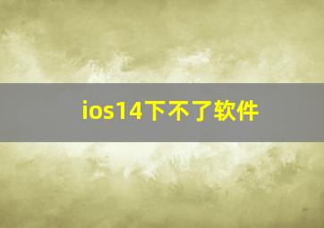 ios14下不了软件