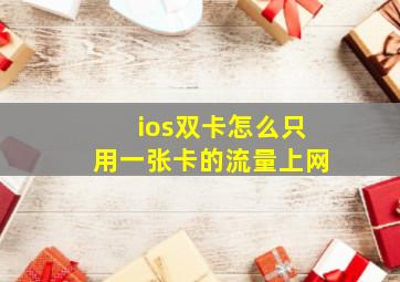 ios双卡怎么只用一张卡的流量上网