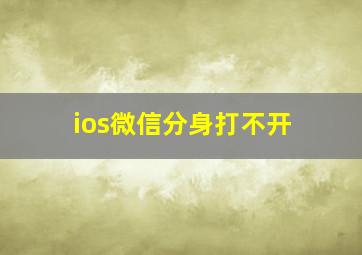 ios微信分身打不开