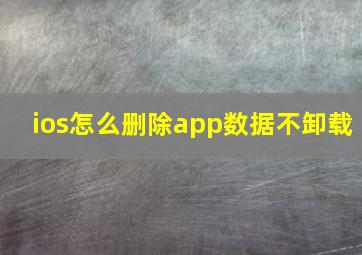 ios怎么删除app数据不卸载