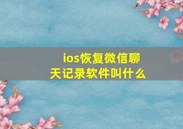 ios恢复微信聊天记录软件叫什么