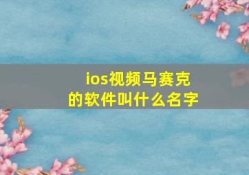 ios视频马赛克的软件叫什么名字