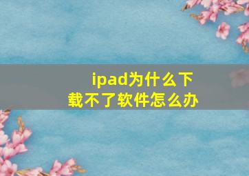 ipad为什么下载不了软件怎么办