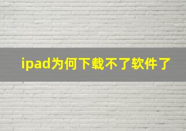 ipad为何下载不了软件了